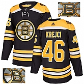 Bruins 46 David Krejci Black With Special Glittery Logo Adidas Jersey,baseball caps,new era cap wholesale,wholesale hats